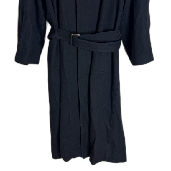 Jhane Barnes Coat Mens Small Black Belted Long Overcoat Wool Blend Minimalist - Picture 3 of 11